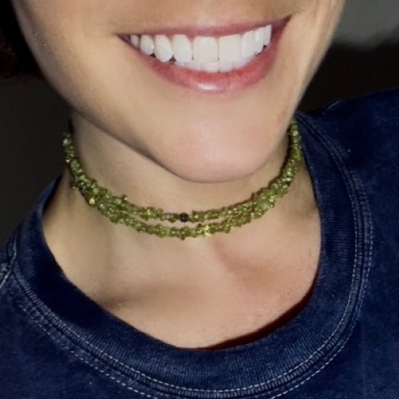 Vintage Peridot gemstones wrap style solid 925 sterling silver Choker Necklace - Picture 8 of 12